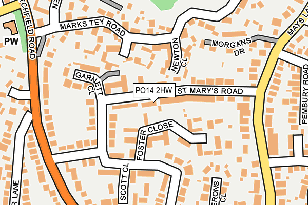 PO14 2HW map - OS OpenMap – Local (Ordnance Survey) PO14 2HW map - OS OpenMap – Local (Ordnance Survey)