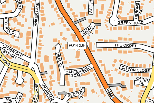 PO14 2JF map - OS OpenMap – Local (Ordnance Survey) PO14 2JF map - OS OpenMap – Local (Ordnance Survey)