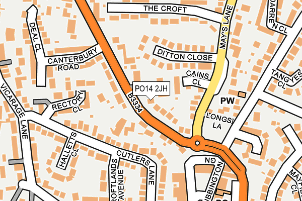 PO14 2JH map - OS OpenMap – Local (Ordnance Survey) PO14 2JH map - OS OpenMap – Local (Ordnance Survey)