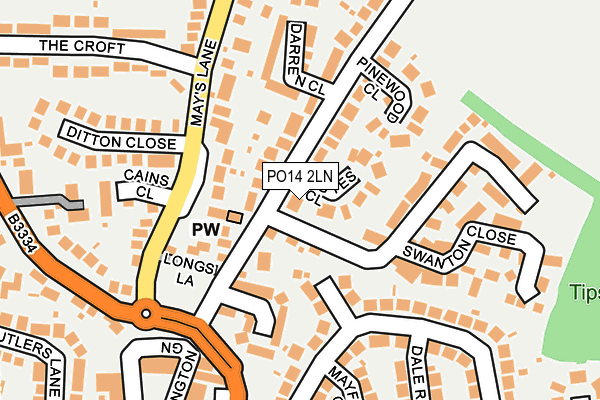 PO14 2LN map - OS OpenMap – Local (Ordnance Survey) PO14 2LN map - OS OpenMap – Local (Ordnance Survey)