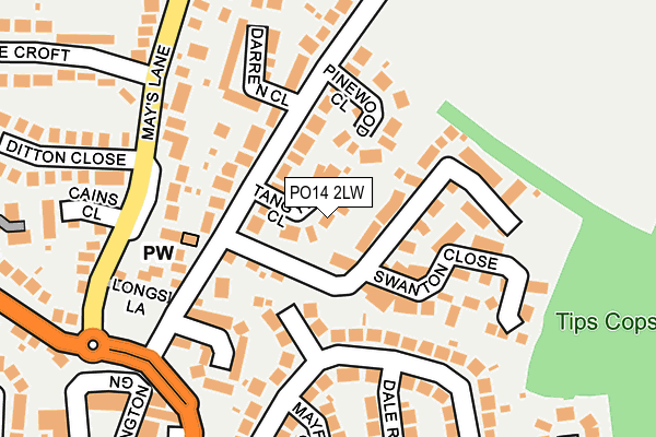 PO14 2LW map - OS OpenMap – Local (Ordnance Survey) PO14 2LW map - OS OpenMap – Local (Ordnance Survey)