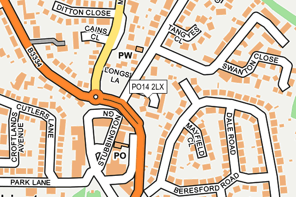 PO14 2LX map - OS OpenMap – Local (Ordnance Survey) PO14 2LX map - OS OpenMap – Local (Ordnance Survey)
