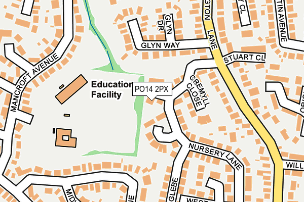 PO14 2PX map - OS OpenMap – Local (Ordnance Survey) PO14 2PX map - OS OpenMap – Local (Ordnance Survey)