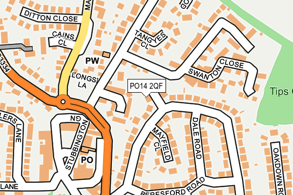 PO14 2QF map - OS OpenMap – Local (Ordnance Survey) PO14 2QF map - OS OpenMap – Local (Ordnance Survey)
