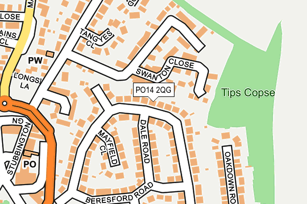 PO14 2QG map - OS OpenMap – Local (Ordnance Survey) PO14 2QG map - OS OpenMap – Local (Ordnance Survey)