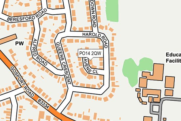PO14 2QW map - OS OpenMap – Local (Ordnance Survey) PO14 2QW map - OS OpenMap – Local (Ordnance Survey)