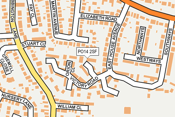 PO14 2SF map - OS OpenMap – Local (Ordnance Survey) PO14 2SF map - OS OpenMap – Local (Ordnance Survey)