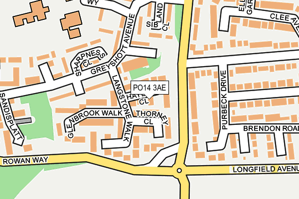PO14 3AE map - OS OpenMap – Local (Ordnance Survey) PO14 3AE map - OS OpenMap – Local (Ordnance Survey)