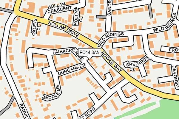PO14 3AN map - OS OpenMap – Local (Ordnance Survey) PO14 3AN map - OS OpenMap – Local (Ordnance Survey)