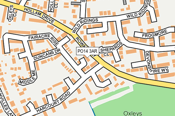 PO14 3AR map - OS OpenMap – Local (Ordnance Survey) PO14 3AR map - OS OpenMap – Local (Ordnance Survey)