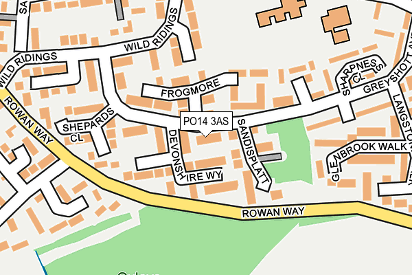 PO14 3AS map - OS OpenMap – Local (Ordnance Survey) PO14 3AS map - OS OpenMap – Local (Ordnance Survey)