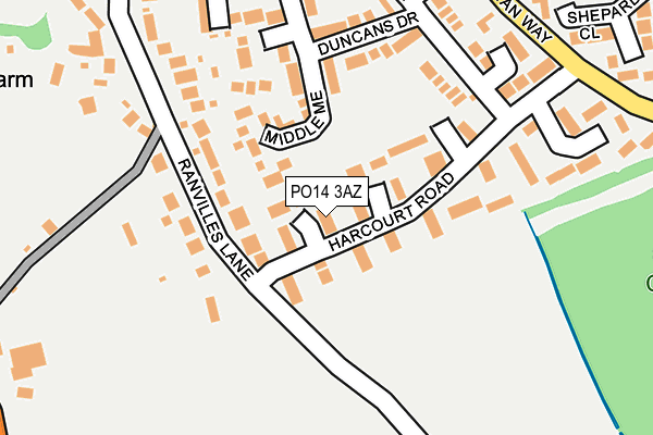 PO14 3AZ map - OS OpenMap – Local (Ordnance Survey) PO14 3AZ map - OS OpenMap – Local (Ordnance Survey)