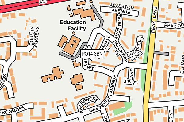 PO14 3BN map - OS OpenMap – Local (Ordnance Survey) PO14 3BN map - OS OpenMap – Local (Ordnance Survey)