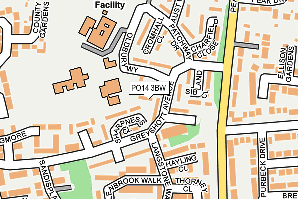 PO14 3BW map - OS OpenMap – Local (Ordnance Survey) PO14 3BW map - OS OpenMap – Local (Ordnance Survey)