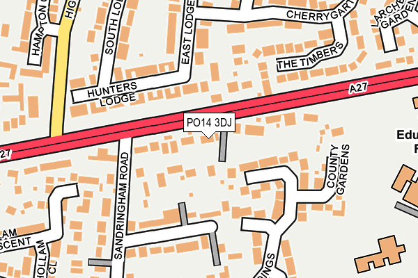 PO14 3DJ map - OS OpenMap – Local (Ordnance Survey)