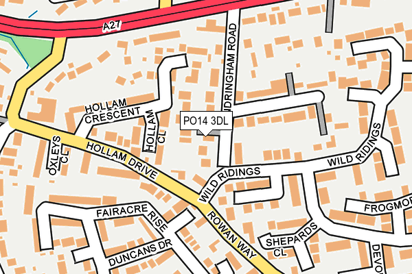 PO14 3DL map - OS OpenMap – Local (Ordnance Survey) PO14 3DL map - OS OpenMap – Local (Ordnance Survey)