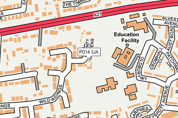 PO14 3JA map - OS OpenMap – Local (Ordnance Survey) PO14 3JA map - OS OpenMap – Local (Ordnance Survey)