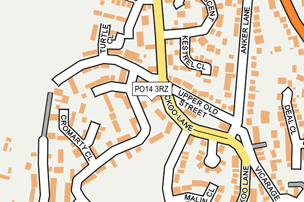 PO14 3RZ map - OS OpenMap – Local (Ordnance Survey) PO14 3RZ map - OS OpenMap – Local (Ordnance Survey)