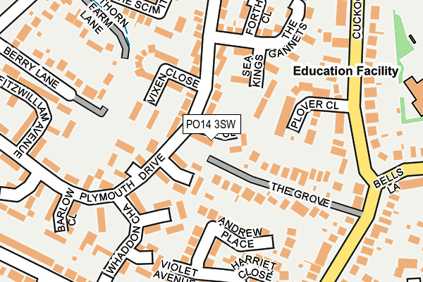 PO14 3SW map - OS OpenMap – Local (Ordnance Survey) PO14 3SW map - OS OpenMap – Local (Ordnance Survey)