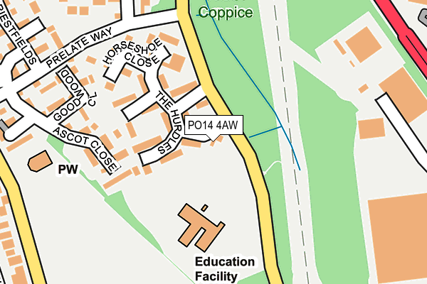 PO14 4AW map - OS OpenMap – Local (Ordnance Survey) PO14 4AW map - OS OpenMap – Local (Ordnance Survey)