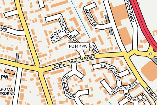 PO14 4PW map - OS OpenMap – Local (Ordnance Survey) PO14 4PW map - OS OpenMap – Local (Ordnance Survey)