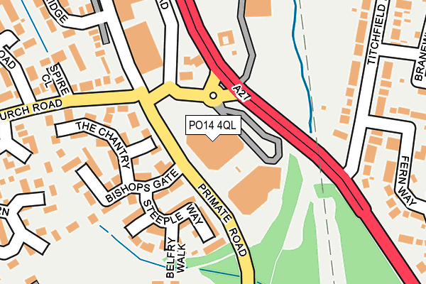 PO14 4QL map - OS OpenMap – Local (Ordnance Survey) PO14 4QL map - OS OpenMap – Local (Ordnance Survey)