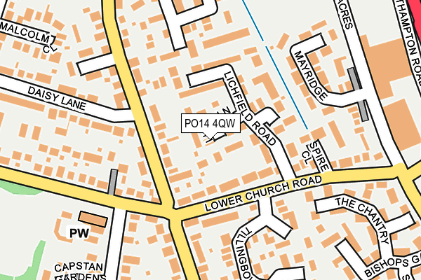 PO14 4QW map - OS OpenMap – Local (Ordnance Survey) PO14 4QW map - OS OpenMap – Local (Ordnance Survey)