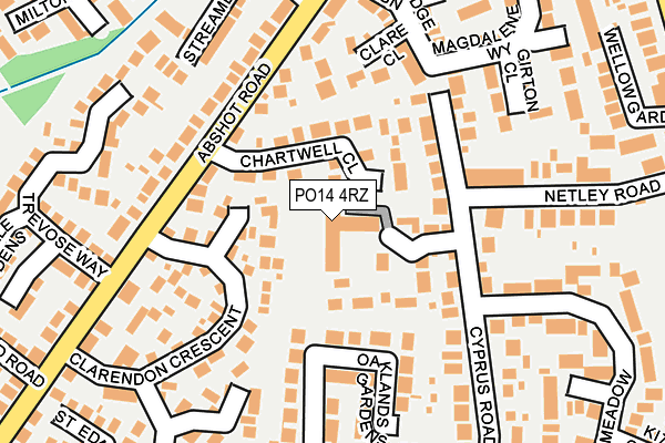 PO14 4RZ map - OS OpenMap – Local (Ordnance Survey) PO14 4RZ map - OS OpenMap – Local (Ordnance Survey)