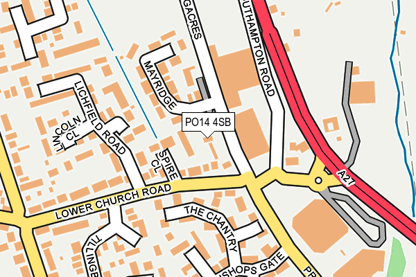 PO14 4SB map - OS OpenMap – Local (Ordnance Survey) PO14 4SB map - OS OpenMap – Local (Ordnance Survey)