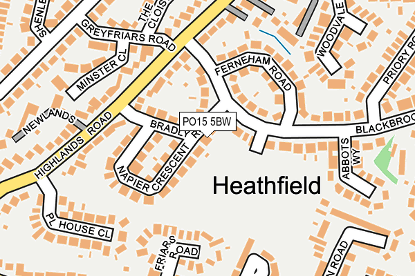 PO15 5BW map - OS OpenMap – Local (Ordnance Survey) PO15 5BW map - OS OpenMap – Local (Ordnance Survey)