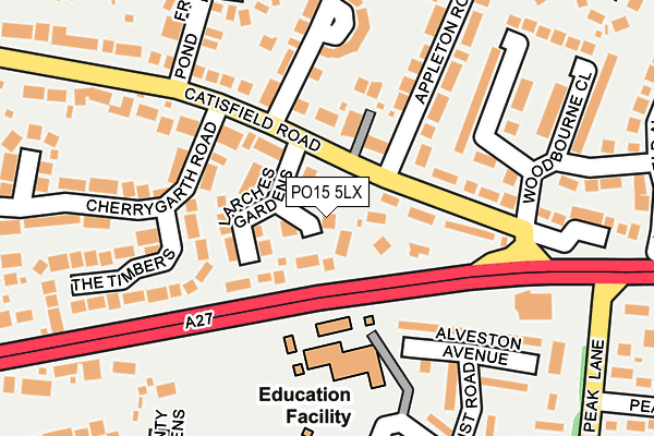 PO15 5LX map - OS OpenMap – Local (Ordnance Survey) PO15 5LX map - OS OpenMap – Local (Ordnance Survey)
