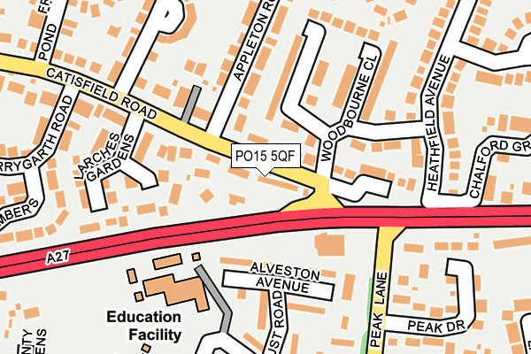 PO15 5QF map - OS OpenMap – Local (Ordnance Survey) PO15 5QF map - OS OpenMap – Local (Ordnance Survey)