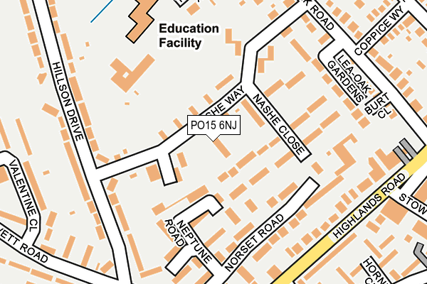 PO15 6NJ map - OS OpenMap – Local (Ordnance Survey) PO15 6NJ map - OS OpenMap – Local (Ordnance Survey)