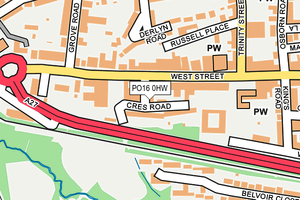 PO16 0HW map - OS OpenMap – Local (Ordnance Survey) PO16 0HW map - OS OpenMap – Local (Ordnance Survey)