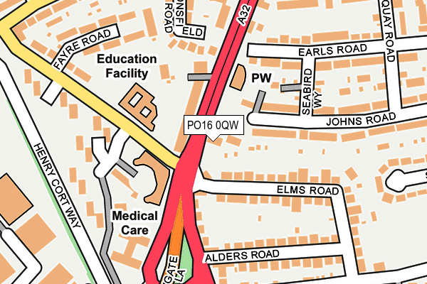 PO16 0QW map - OS OpenMap – Local (Ordnance Survey) PO16 0QW map - OS OpenMap – Local (Ordnance Survey)