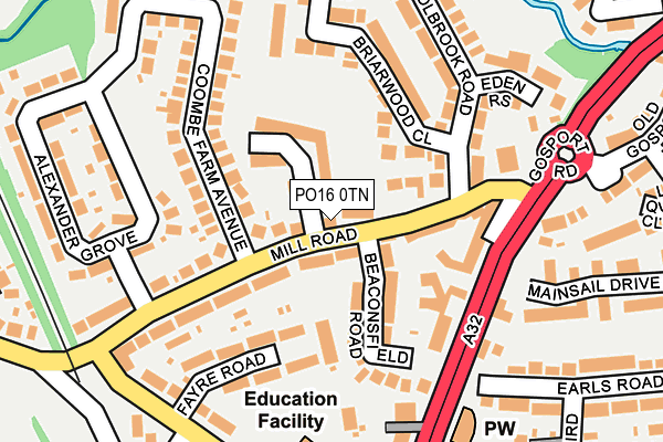 PO16 0TN map - OS OpenMap – Local (Ordnance Survey) PO16 0TN map - OS OpenMap – Local (Ordnance Survey)