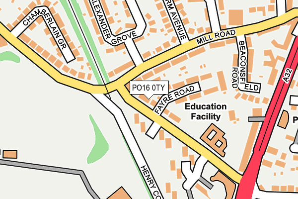 PO16 0TY map - OS OpenMap – Local (Ordnance Survey) PO16 0TY map - OS OpenMap – Local (Ordnance Survey)