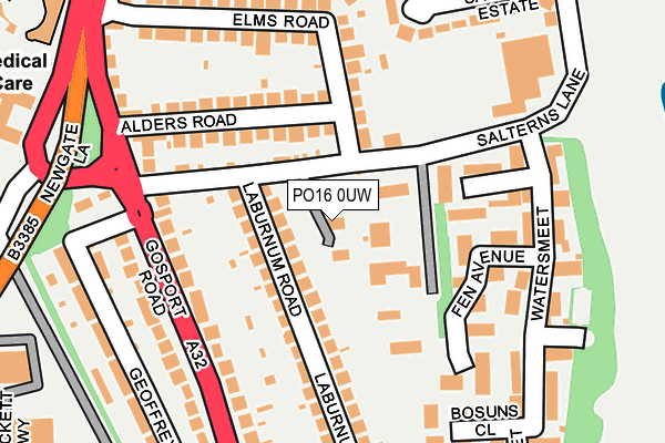 PO16 0UW map - OS OpenMap – Local (Ordnance Survey) PO16 0UW map - OS OpenMap – Local (Ordnance Survey)