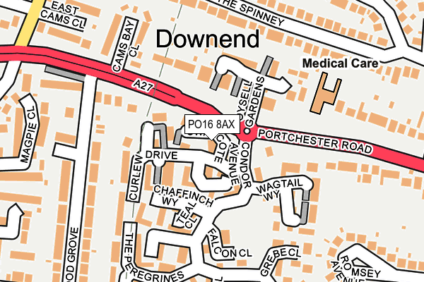 PO16 8AX map - OS OpenMap – Local (Ordnance Survey) PO16 8AX map - OS OpenMap – Local (Ordnance Survey)