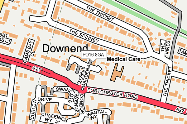 PO16 8GA map - OS OpenMap – Local (Ordnance Survey) PO16 8GA map - OS OpenMap – Local (Ordnance Survey)