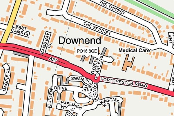 PO16 8GE map - OS OpenMap – Local (Ordnance Survey) PO16 8GE map - OS OpenMap – Local (Ordnance Survey)