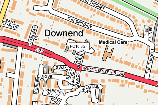 PO16 8GF map - OS OpenMap – Local (Ordnance Survey) PO16 8GF map - OS OpenMap – Local (Ordnance Survey)