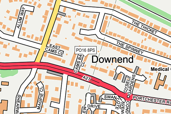 PO16 8PS map - OS OpenMap – Local (Ordnance Survey) PO16 8PS map - OS OpenMap – Local (Ordnance Survey)