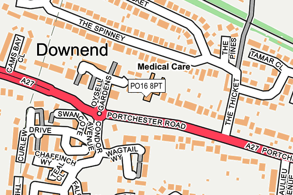 PO16 8PT map - OS OpenMap – Local (Ordnance Survey) PO16 8PT map - OS OpenMap – Local (Ordnance Survey)