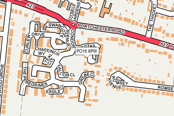 PO16 8PW map - OS OpenMap – Local (Ordnance Survey) PO16 8PW map - OS OpenMap – Local (Ordnance Survey)