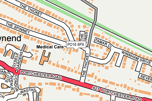 PO16 8PX map - OS OpenMap – Local (Ordnance Survey) PO16 8PX map - OS OpenMap – Local (Ordnance Survey)