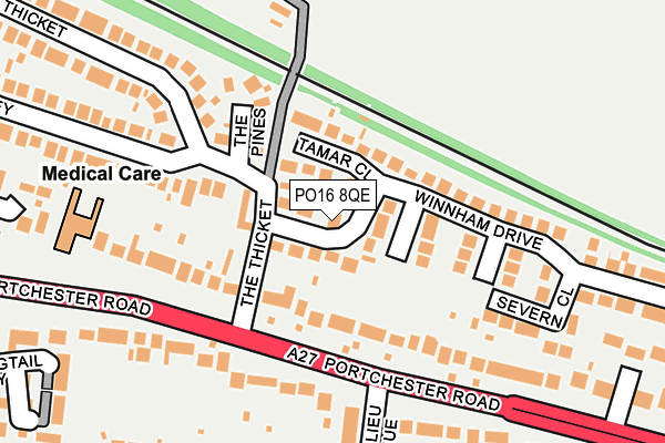 PO16 8QE map - OS OpenMap – Local (Ordnance Survey) PO16 8QE map - OS OpenMap – Local (Ordnance Survey)