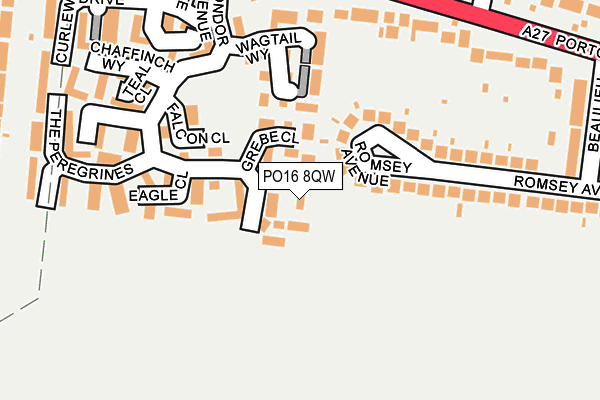 PO16 8QW map - OS OpenMap – Local (Ordnance Survey) PO16 8QW map - OS OpenMap – Local (Ordnance Survey)
