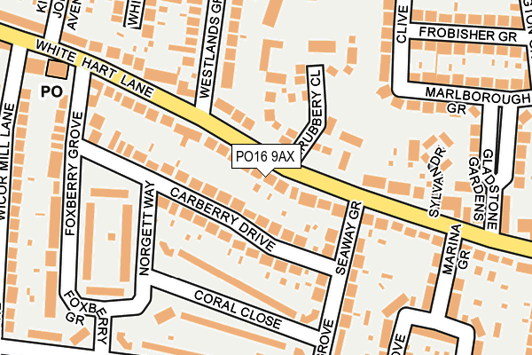 PO16 9AX map - OS OpenMap – Local (Ordnance Survey) PO16 9AX map - OS OpenMap – Local (Ordnance Survey)