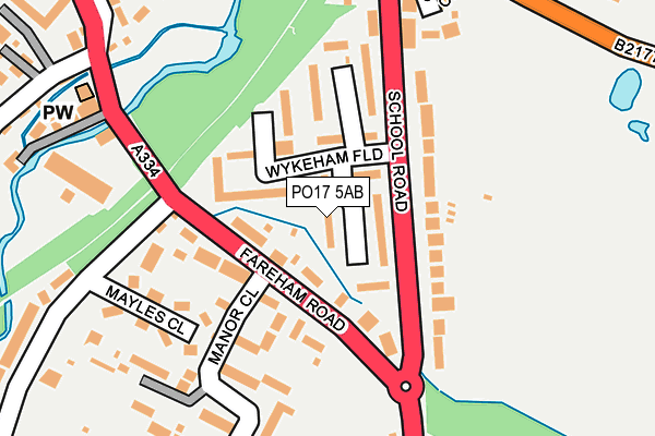 PO17 5AB map - OS OpenMap – Local (Ordnance Survey) PO17 5AB map - OS OpenMap – Local (Ordnance Survey)